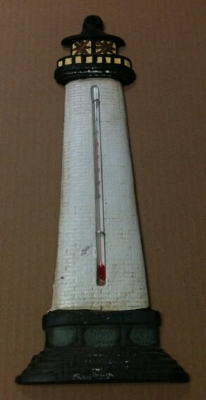 Cast iron light house thermometer wall hanger
