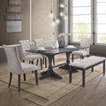 Best Quality Darby Home Co Bellwood Antique Gray Finish Wood Double Pedestal Dining Table Set – D44-6PC