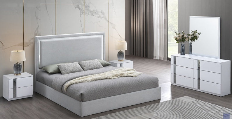 Best Master Denver 4-Piece White Lacquer Queen Bedroom Set – Denver-Q-4PC