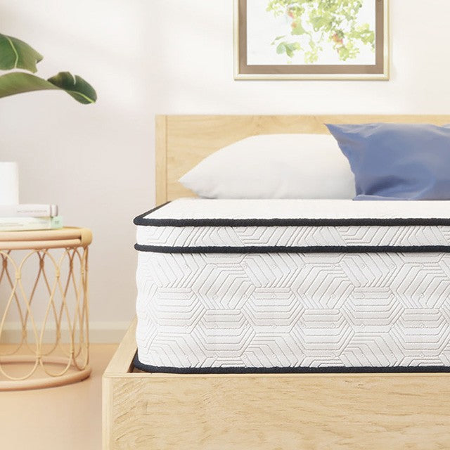 DM-2112-Q  Salvia 12" hybrid queen mattress with inner spring coils and breathable euro foam topper