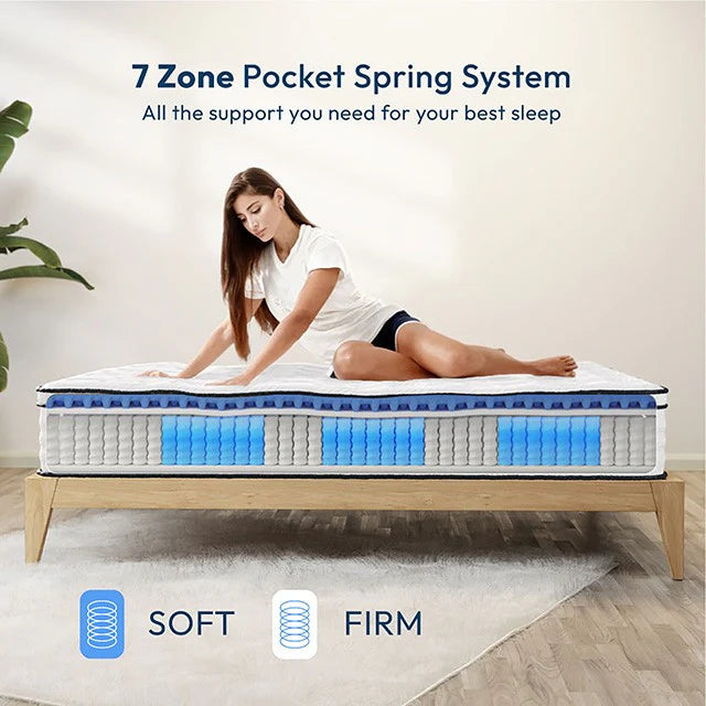 DM-2112-EK  Salvia 12" hybrid Eastern King mattress with inner spring coils and breathable euro foam topper