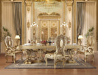 Acme DN00457 7 pc Astoria grand seville antique gold finish wood french inspired grand dining room set