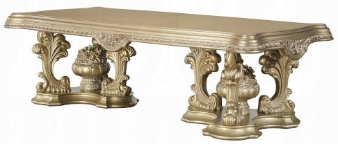 Acme DN00457 7 pc Astoria grand seville antique gold finish wood french inspired grand dining room set