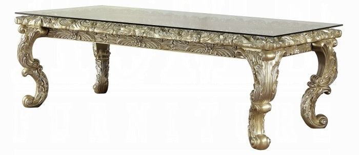 Acme DN00467 7 pc Astoria grand Vatican light gold and champagne finish wood french inspired grand dining room set