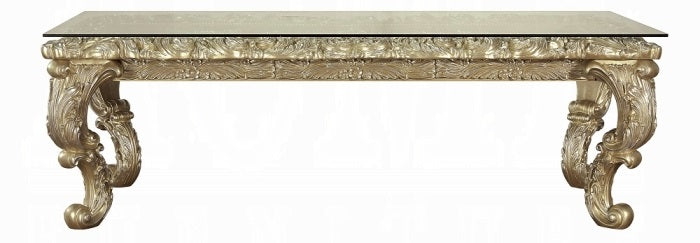 Acme DN00467 7 pc Astoria grand Vatican light gold and champagne finish wood french inspired grand dining room set