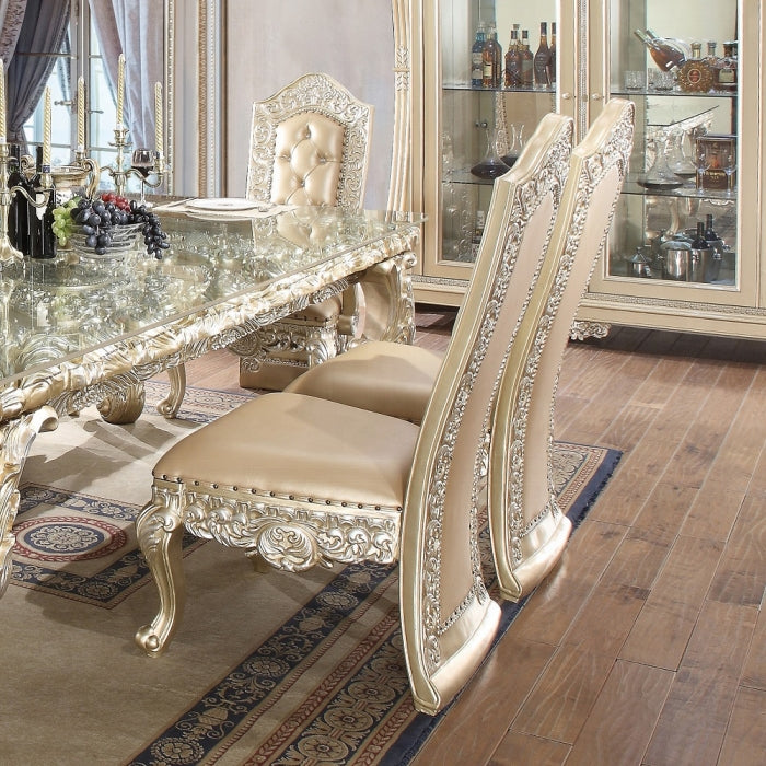 Acme DN00467 7 pc Astoria grand Vatican light gold and champagne finish wood french inspired grand dining room set
