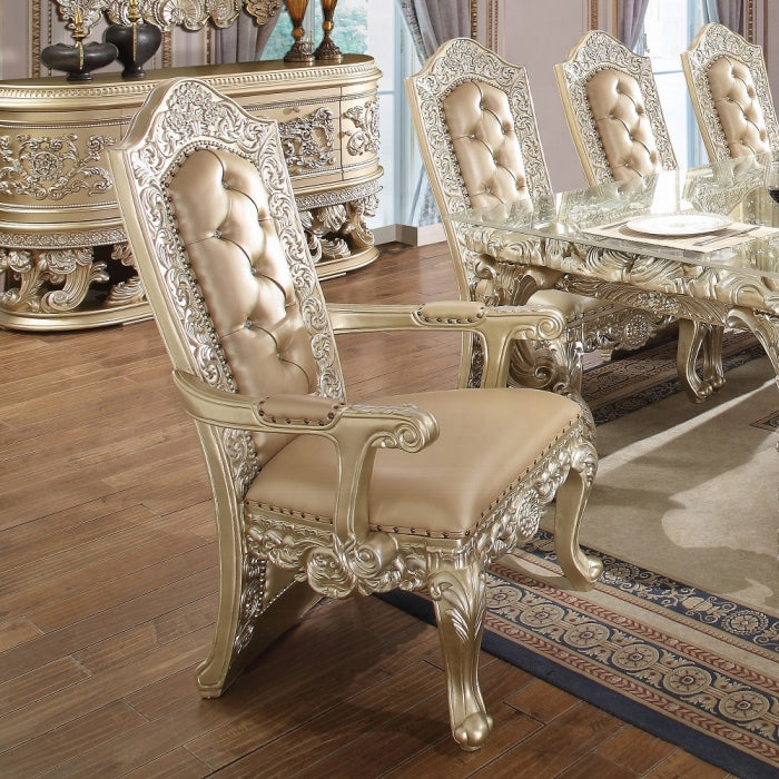 Acme DN00467 7 pc Astoria grand Vatican light gold and champagne finish wood french inspired grand dining room set
