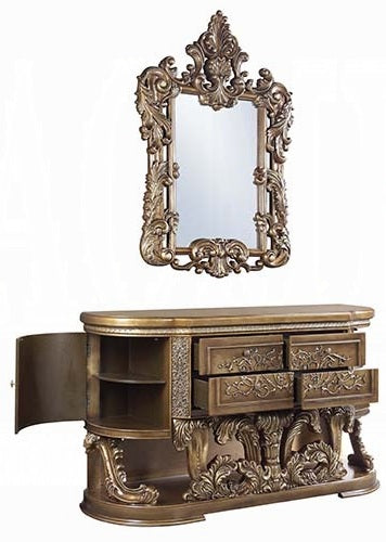 Acme DN00474 Astoria grand constantine antique gold finish wood french inspired baroque ornate server buffet sideboard