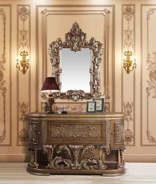 Acme DN00474 Astoria grand constantine antique gold finish wood french inspired baroque ornate server buffet sideboard