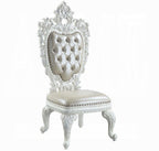 Acme DN00678 7 pc Vanaheim antique white finish wood 18th century french inspired baroque ornate dining table set