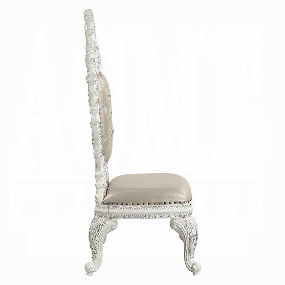 Acme DN00678 7 pc Vanaheim antique white finish wood 18th century french inspired baroque ornate dining table set