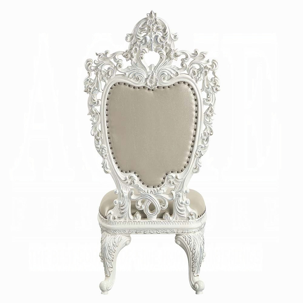 Acme DN00678 7 pc Vanaheim antique white finish wood 18th century french inspired baroque ornate dining table set