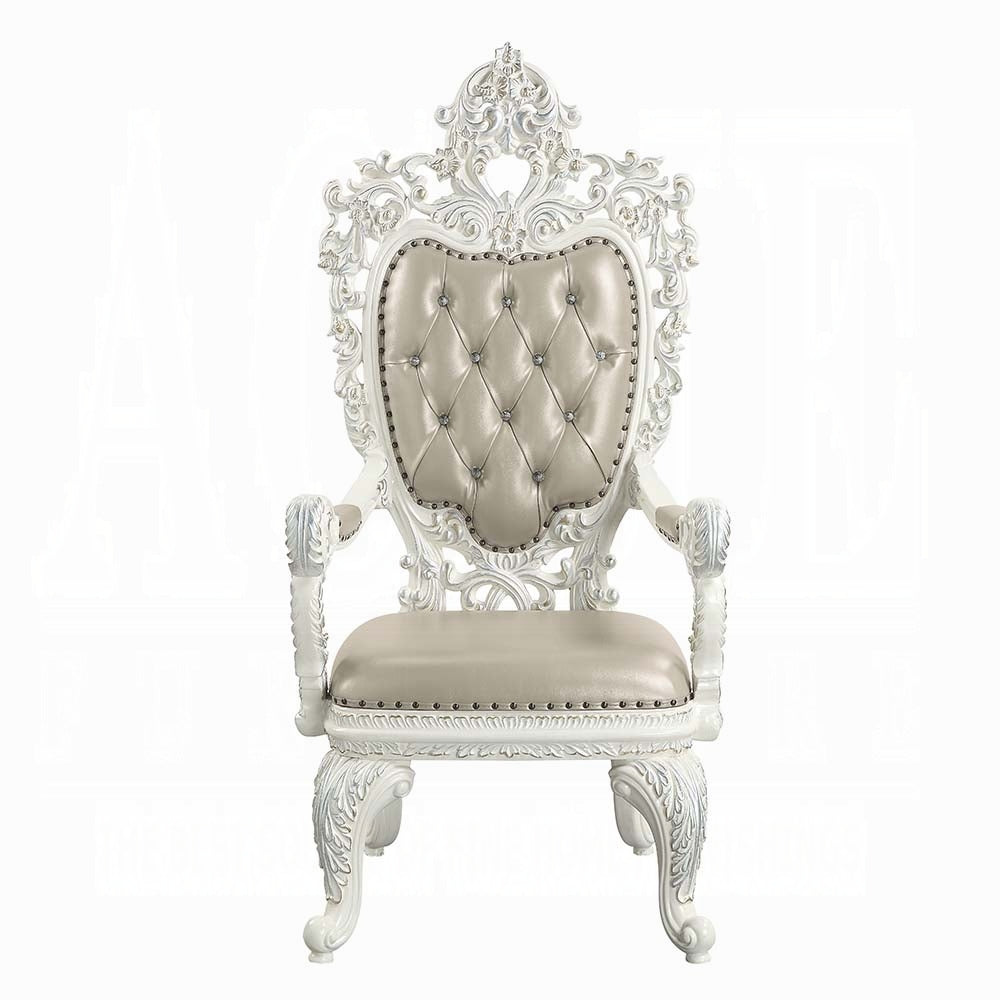 Acme DN00678 7 pc Vanaheim antique white finish wood 18th century french inspired baroque ornate dining table set
