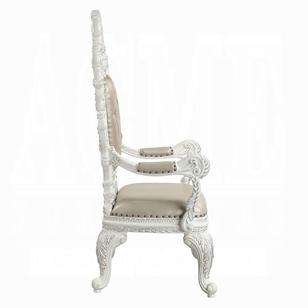 Acme DN00678 7 pc Vanaheim antique white finish wood 18th century french inspired baroque ornate dining table set