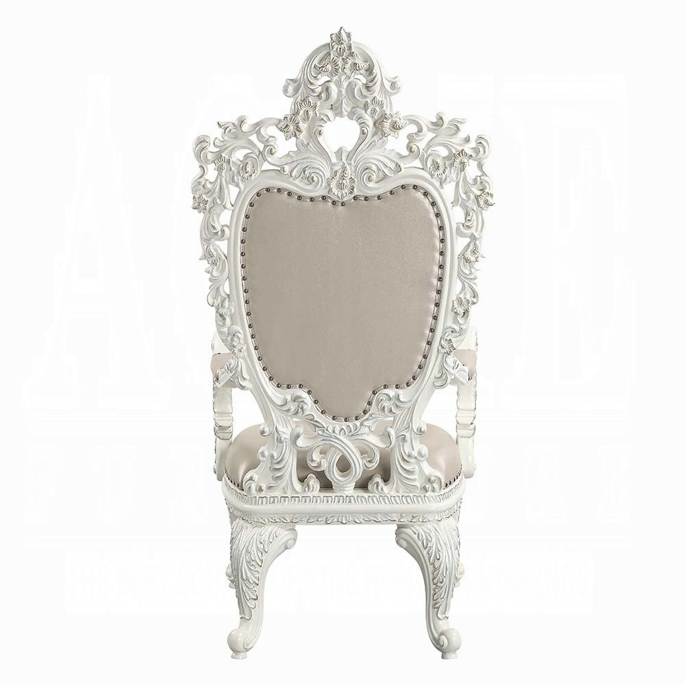 Acme DN00678 7 pc Vanaheim antique white finish wood 18th century french inspired baroque ornate dining table set