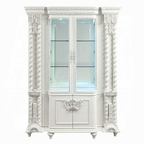 Acme DN00681  Vanaheim antique white finish wood 18th century french inspired baroque ornate dining buffet / hutch curio cabinet
