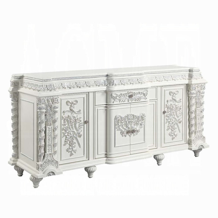 Acme DN00682  Vanaheim antique white finish wood 18th century french inspired baroque ornate dining buffet server sideboard cabinet