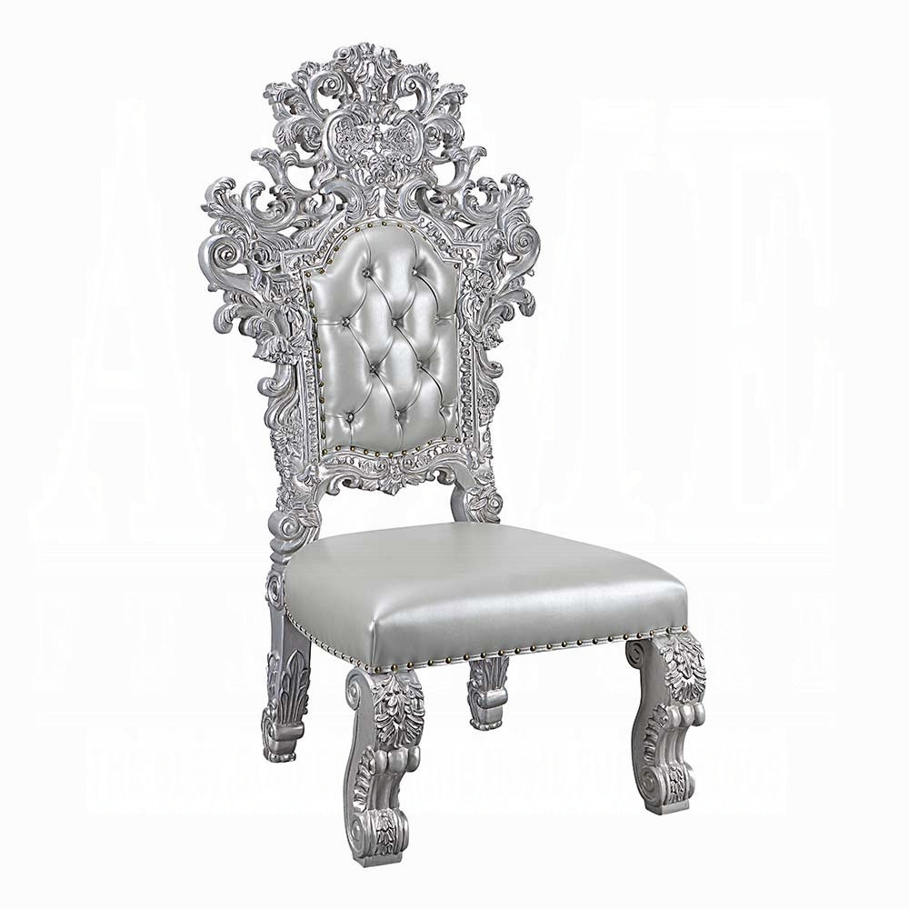 Acme DN00689 7 pc Valkyrie grey finish wood 18th century french inspired baroque ornate dining table set