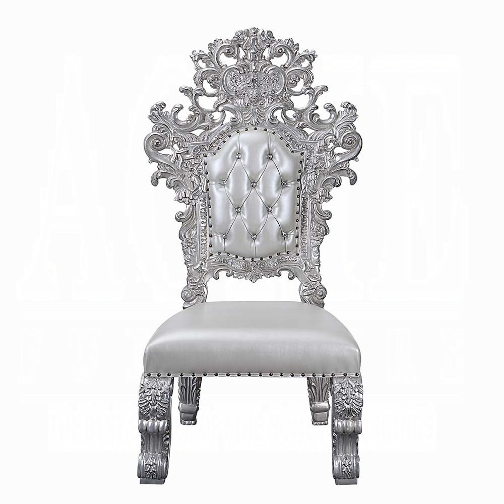 Acme DN00689 7 pc Valkyrie grey finish wood 18th century french inspired baroque ornate dining table set