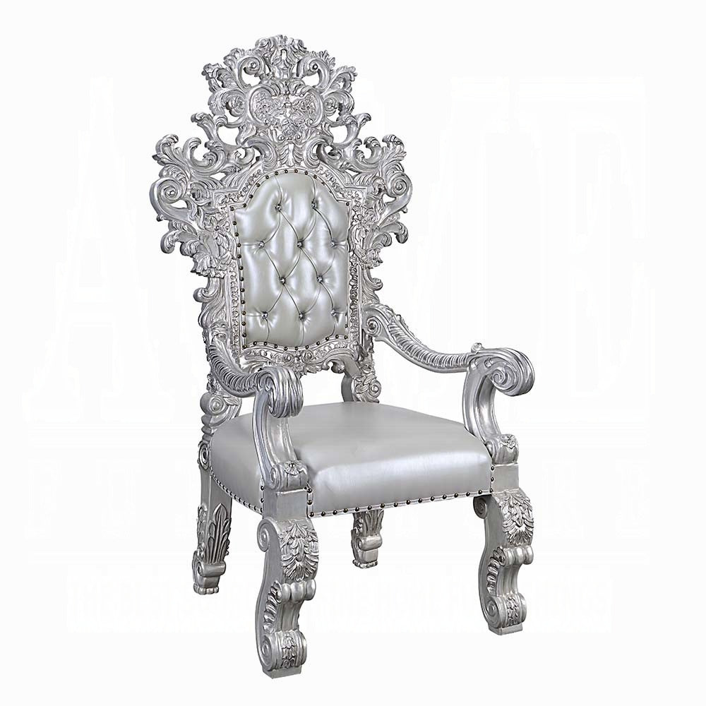 Acme DN00689 7 pc Valkyrie grey finish wood 18th century french inspired baroque ornate dining table set