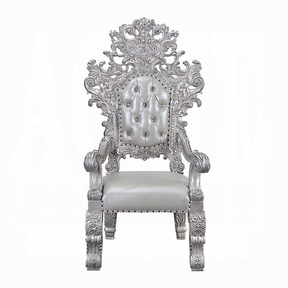 Acme DN00689 7 pc Valkyrie grey finish wood 18th century french inspired baroque ornate dining table set