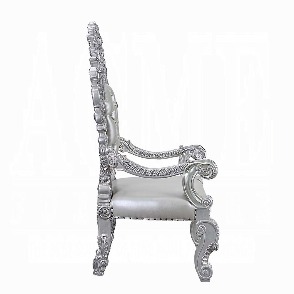 Acme DN00689 7 pc Valkyrie grey finish wood 18th century french inspired baroque ornate dining table set