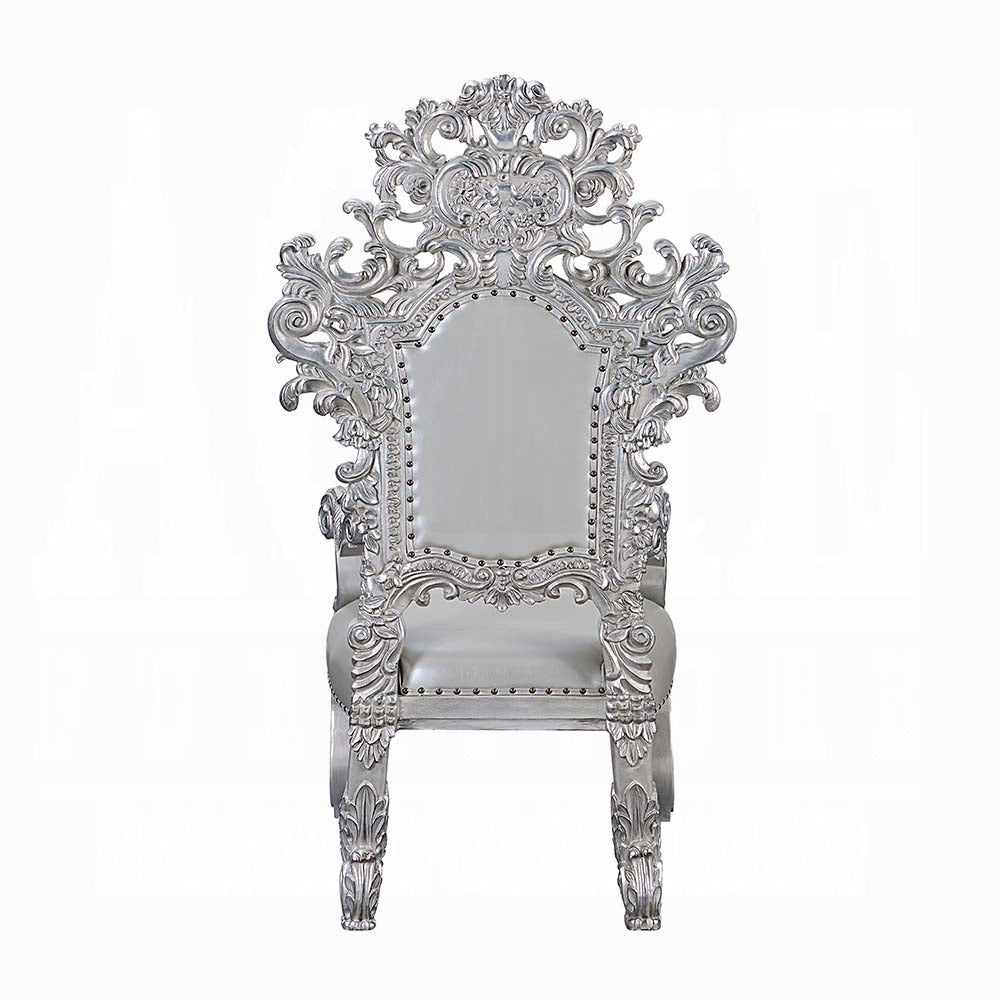Acme DN00689 7 pc Valkyrie grey finish wood 18th century french inspired baroque ornate dining table set