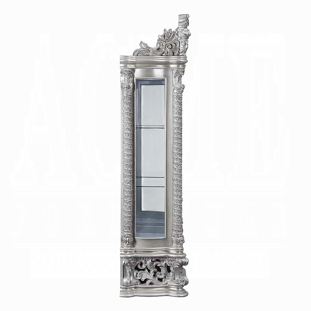 Acme DN00692 2 pc Valkyrie antique platinum finish wood 18th century french inspired baroque ornate dining buffet / hutch curio cabinet