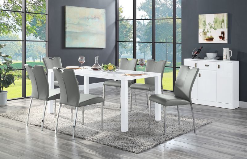 Acme DN00740 7 pc Gracie oaks pagan glossy white finish wood dining table set