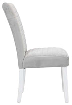 Acme DN00814 7 pc Orren ellis elizaveta white high gloss finish wood faux diamonds inlay dining table set