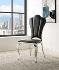 Acme DN00927 Set of 2 cyrene chrome finish metal and black faux leather dining chairs