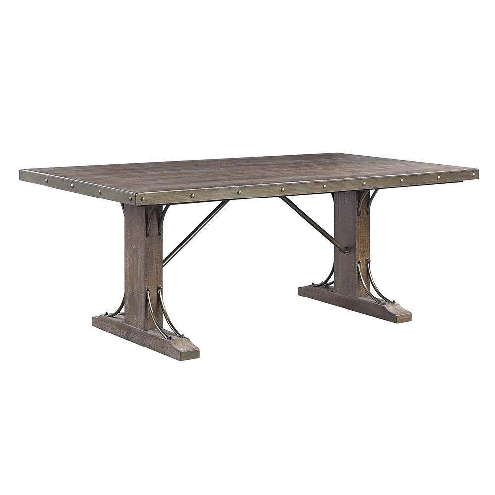 Acme DN00980-7PC 7 pc Raphaela weathered cherry finish wood farmhouse style dining table set