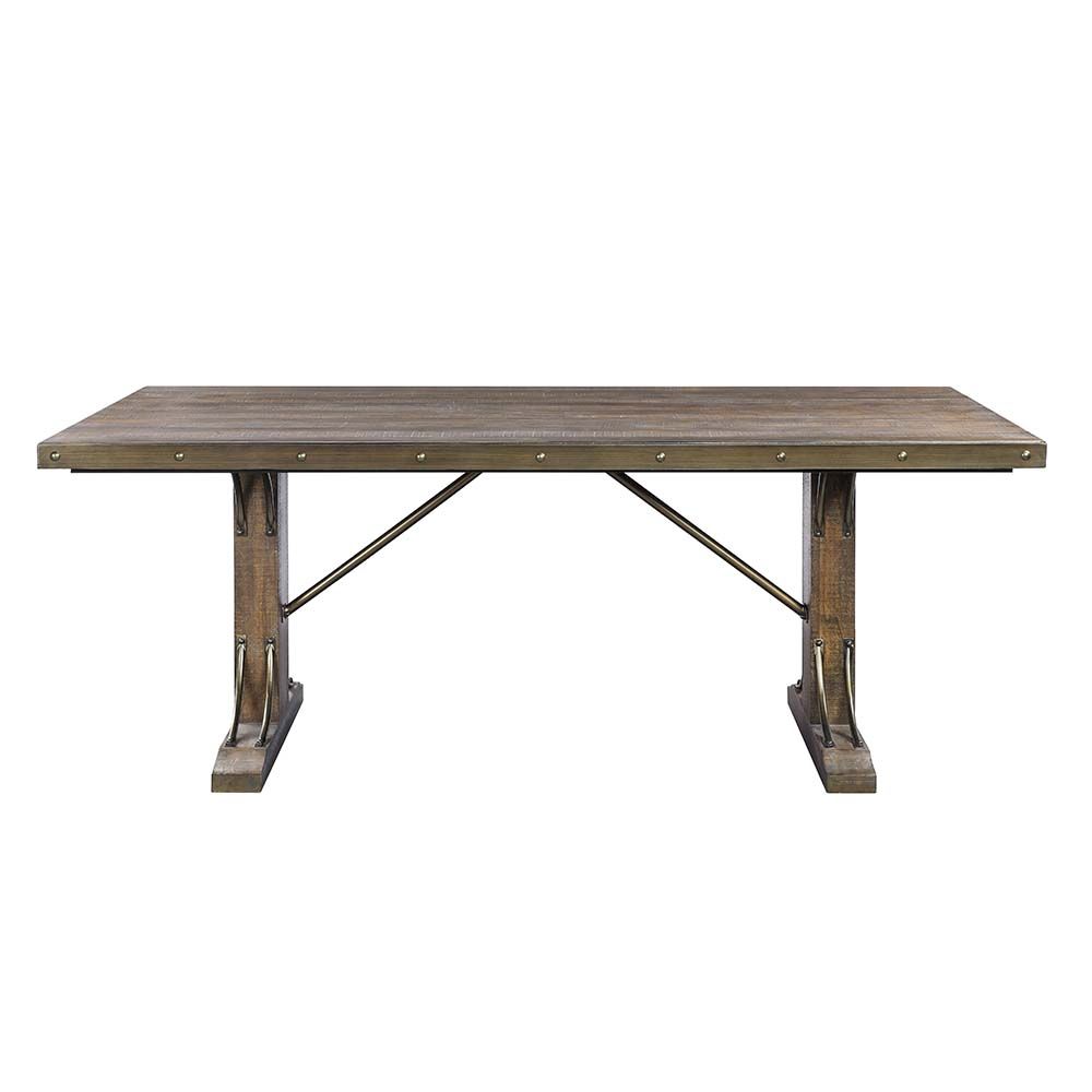 Acme DN00980-7PC 7 pc Raphaela weathered cherry finish wood farmhouse style dining table set