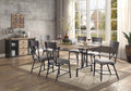 Acme DN01057 7 pc Edina natural oak finish wood sandy black metal industrial style dining table set