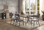 Acme DN01057 7 pc Edina natural oak finish wood sandy black metal industrial style dining table set