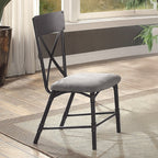 Acme DN01057 7 pc Edina natural oak finish wood sandy black metal industrial style dining table set