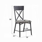 Acme DN01057 7 pc Edina natural oak finish wood sandy black metal industrial style dining table set