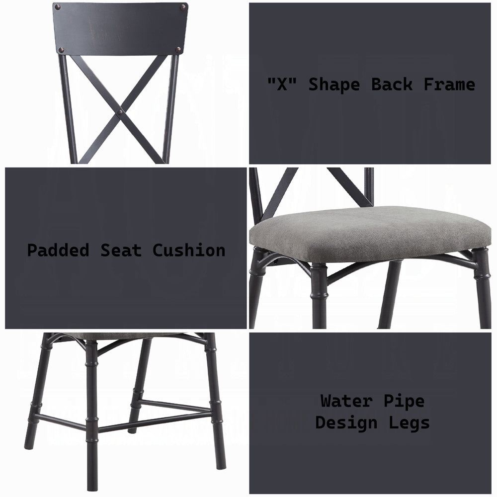 Acme DN01057 7 pc Edina natural oak finish wood sandy black metal industrial style dining table set