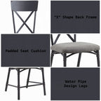 Acme DN01057 7 pc Edina natural oak finish wood sandy black metal industrial style dining table set
