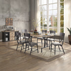 Acme DN01057 7 pc Edina natural oak finish wood sandy black metal industrial style dining table set