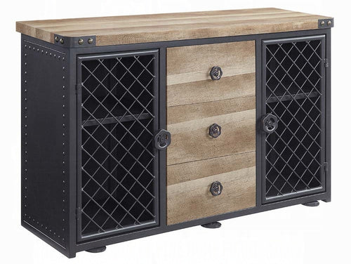 Acme DN01059 Edina rustic oak finish wood distressed farmhouse style dining buffet server sideboard cabinet