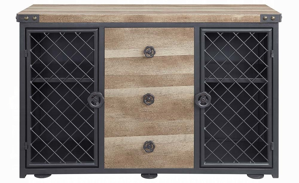 Acme DN01059 Edina rustic oak finish wood distressed farmhouse style dining buffet server sideboard cabinet