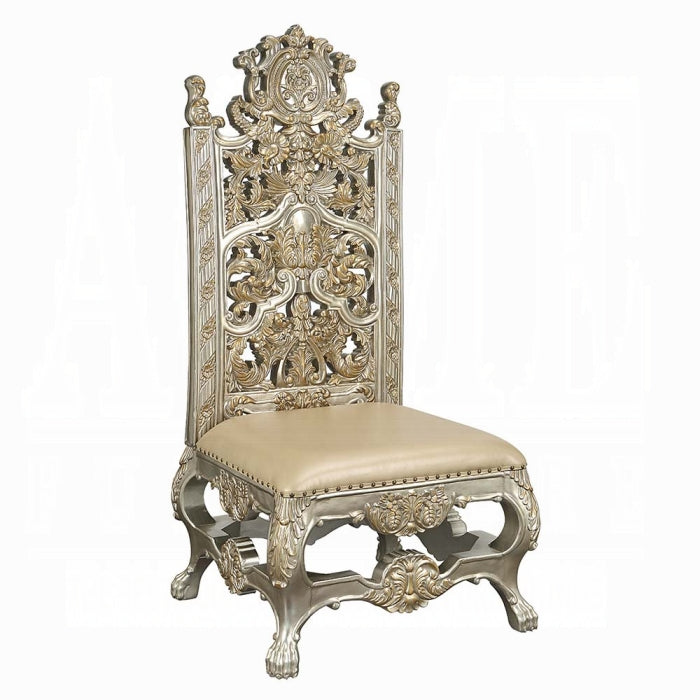 Acme DN01198 Set of 2 Danae champagne finish wood 18th century french inspired baroque throne style ornate side chairs