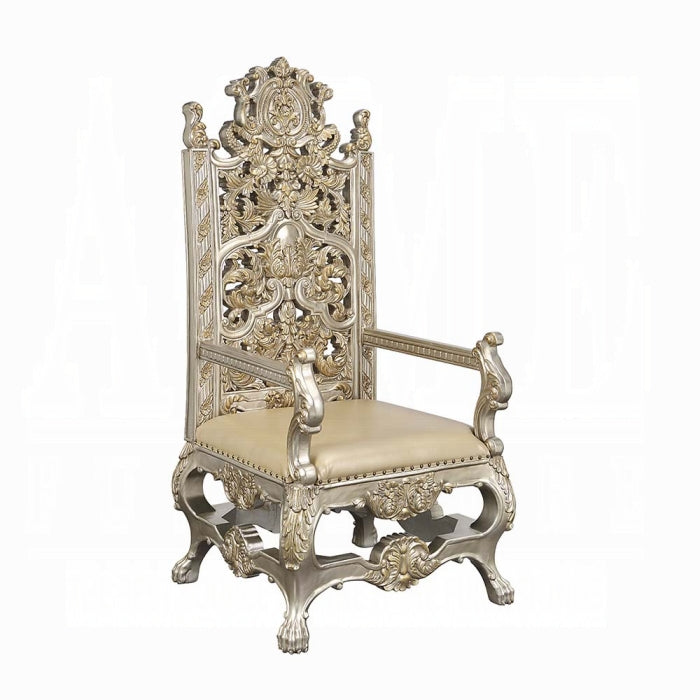Acme DN01199 Set of 2 Danae champagne finish wood 18th century french inspired baroque throne style ornate arm chairs