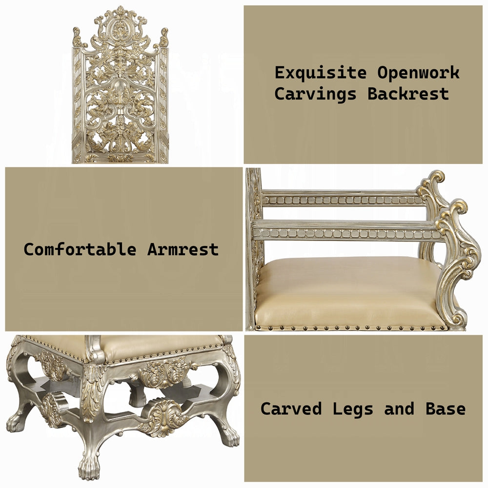 Acme DN01197-7PC 7 pc Astoria grand Danae champagne finish wood 18th century french inspired baroque ornate dining table set