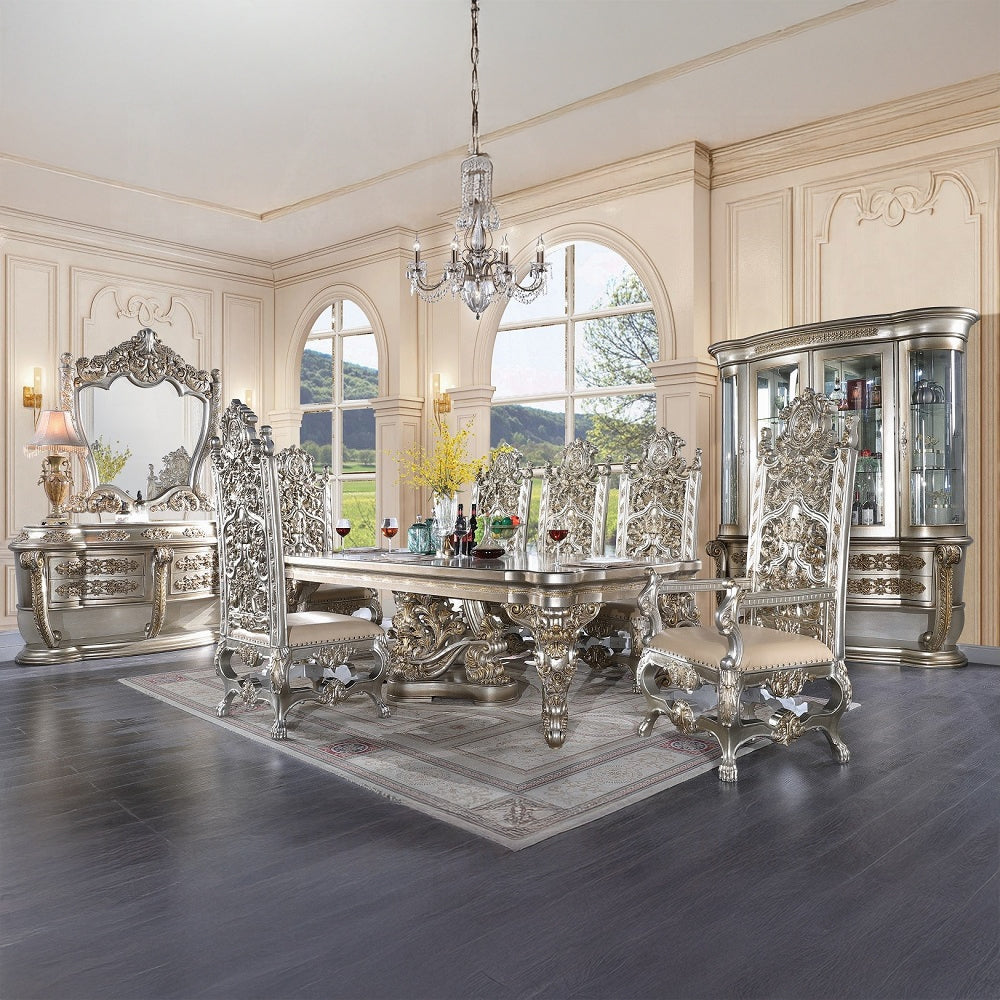 Acme DN01197-7PC 7 pc Astoria grand Danae champagne finish wood 18th century french inspired baroque ornate dining table set