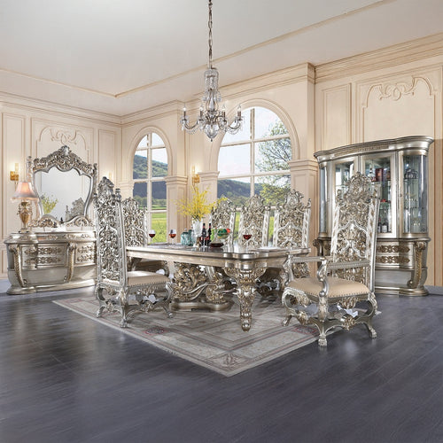 Acme DN01197-7PC 7 pc Astoria grand Danae champagne finish wood 18th century french inspired baroque ornate dining table set