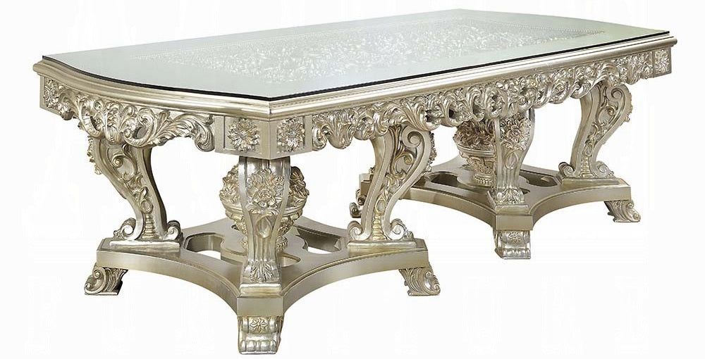 Acme DN01208-7PC 7 pc Astoria grand Sorina antique gold finish wood 18th century french inspired baroque ornate dining table set