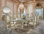 Acme DN01208-7PC 7 pc Astoria grand Sorina antique gold finish wood 18th century french inspired baroque ornate dining table set