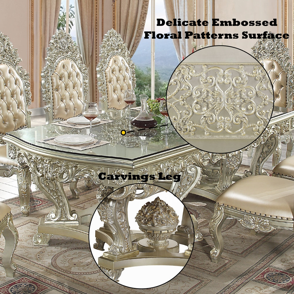 Acme DN01208-7PC 7 pc Astoria grand Sorina antique gold finish wood 18th century french inspired baroque ornate dining table set